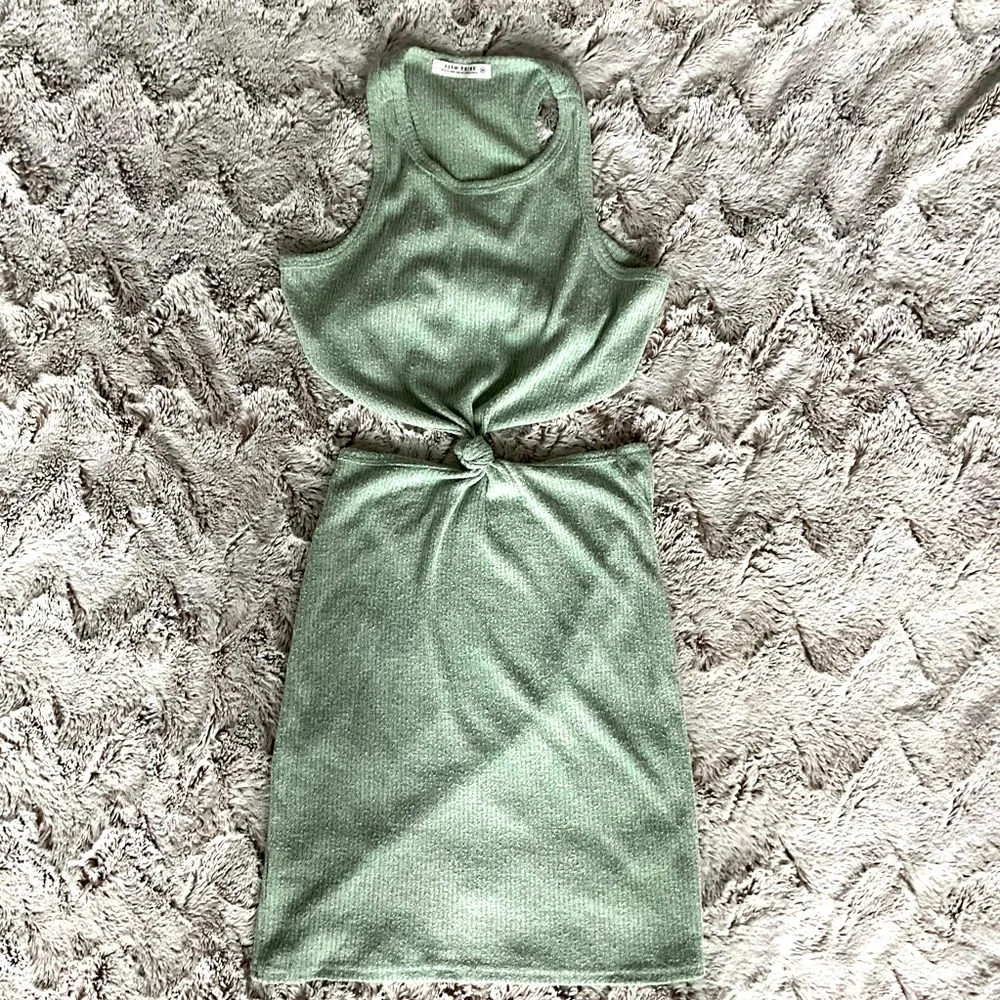 12th Tribe Knot My Vibe Green Cutout Mini Dress - Picture 2 of 3